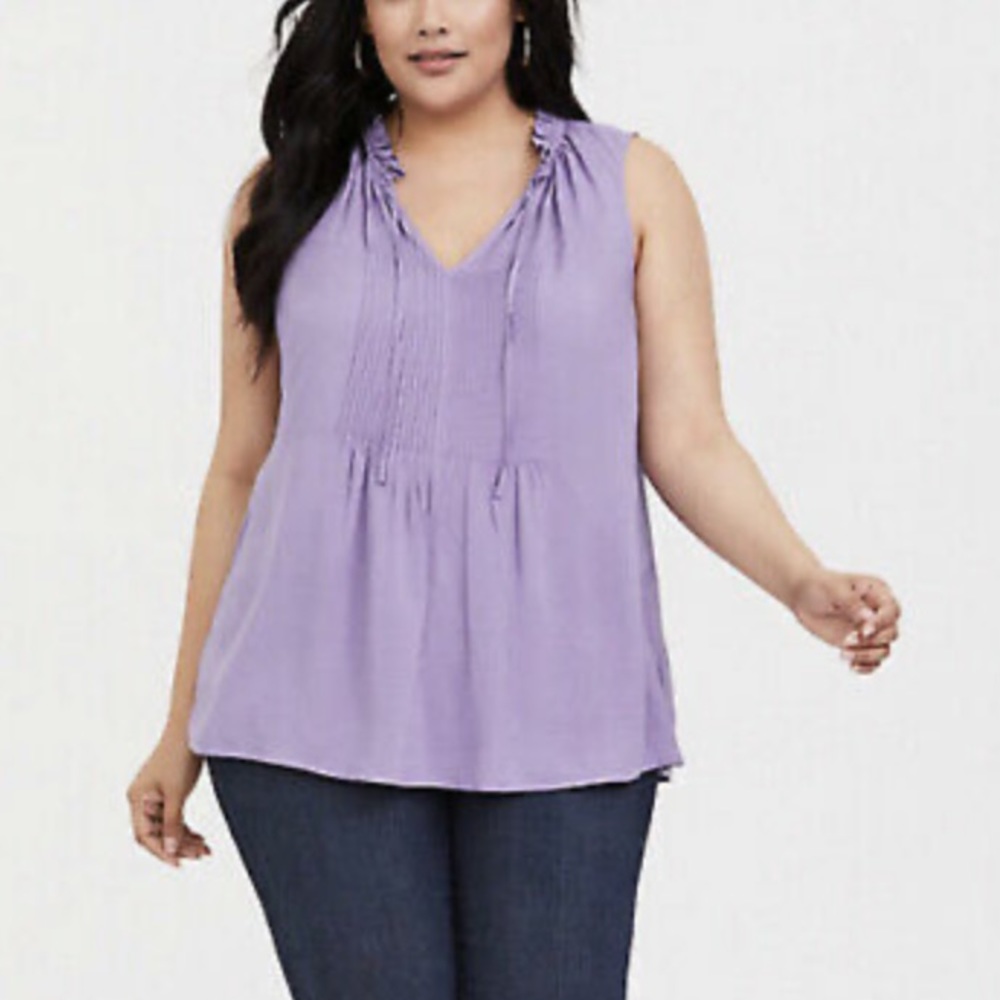 {Torrid}Purple Challis Pintuck Sleeveless Tank Top